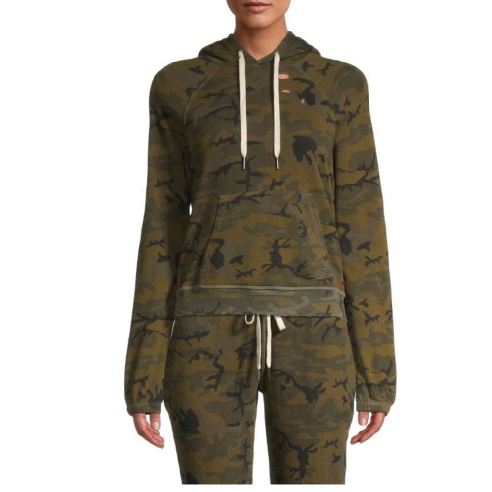 Philanthropy Camo Sweatsuit Set Hoodie and Joggers Distressed Camouflage Green
